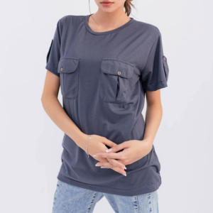 เสื้อโปโลผู้หญิงลำลองแบบมีกระดุมตกแต่งลวดลายหนาผ้าฝ้ายขนาดใหญ่ดีไซน์ไม่เหมือนใครสำหรับใส่สบาย - Product Image 2