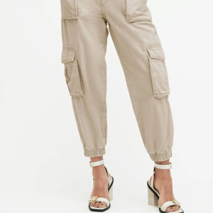 OEM personalizado fabricante plano de cintura alta Streetwear pierna ancha Casual transpirable a prueba de viento de algodón de fibra de bambú pantalones de carga de las mujeres - Product Image 4