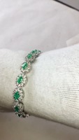 Bracelet à maillons en argent sterling 925 avec pierre précieuse zircon naturel de qualité AAA, taille baguette, certifié IGI, design tendance pour femme, idéal pour les soirées