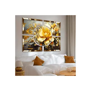 ชุดภาพวาดดอกไม้สีสันสดใสทันสมัยตกแต่งผนังด้วยขอบลูกแก้ว - Product Image 4