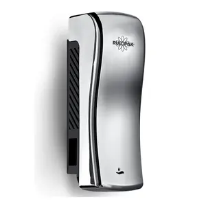 Distributeur de savon liquide et de shampoing Rulopak modèle S, design moderne, chrome, capacité 350 ml, double mousse, acier inoxydable, usage hôtelier - Product Image 1