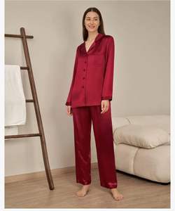Pyjama de nuit en satin tissé décontracté pour femme avec poches sans friction et hydratant tailles de réduction de chute de cheveux chemise de nuit XS-2XL - Product Image 2
