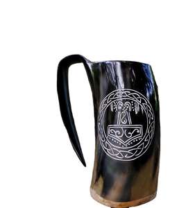 High Quality Customizable Viking Buffalo Horn Drinking Mug Unique Animal Craft Food <b>Safe</b> Sustainable Natural Handmade Durable - Product Image 1