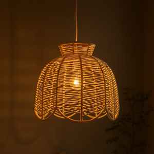 โคมไฟระย้าไม้ไผ่แกะสลักสำหรับการรับประทานอาหารโดยรอบน้ำหนักเบาอเนกประสงค์เอฟเฟกต์เรืองแสงอบอุ่นสำหรับเฟอร์นิเจอร์โรงแรมกลางแจ้ง - Product Image 1