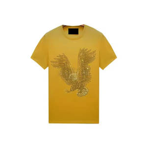 Concevez votre propre logo pour hommes T-shirts avec strass Vêtements décontractés Derniers modèles de t-shirts avec strass pour hommes - Product Image 1