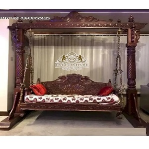 Décoration d'intérieur brun foncé finition teck Jhoola acheter indien traditionnel en bois Jhula Antique en bois sculpté à la main balançoire d'intérieur - Product Image 1