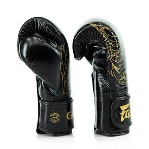 Gants de boxe Fairtex professionnels de haute qualité en cuir véritable avec poignées, style mexicain, cuir noir, doigts complets - Product Image 6