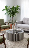 Mesa de Centro de Lujo Ecológica Hecha a Mano con Incrustaciones de Hueso, Impermeable, Ligera, Decorativa y Única para Sala de Estar