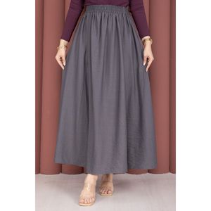 Grey Silk <b>Skirt</b> <b>Elastic</b> Waist Pocket Details Comfortable Breathable Spandex Nylon Digital Embroidered Print Decoration Plain - Product Image 2
