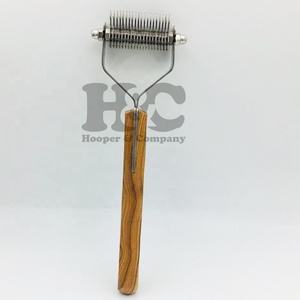 New Pet Hair Remove Stripping Knife Brush Stainless Steel <b>Dog</b> Pet Grooming <b>Scissors</b> and Wood Handle Cat Stripping Brush Set - Product Image 3