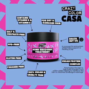 Traitement de réparation des liaisons capillaires Crazy Color Bond Recovery, végan, sans sulfate, masque capillaire réparateur des liaisons - Product Image 3