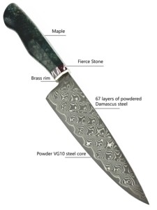 Cuchillos de Cocina Profesionales de Acero de Damasco Personalizados al por Mayor, OEM ODM, Mango de Fósil, Ambidiestros, Aptos para Lavavajillas, Modernos - Product Image 4