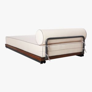 Modern Outdoor Daybed with Cylindrical <b>Bolster</b> <b>Pillow</b> and Minimalist Wood-Base Frame Luxurious Lounge for Patio or Poolside - Product Image 6