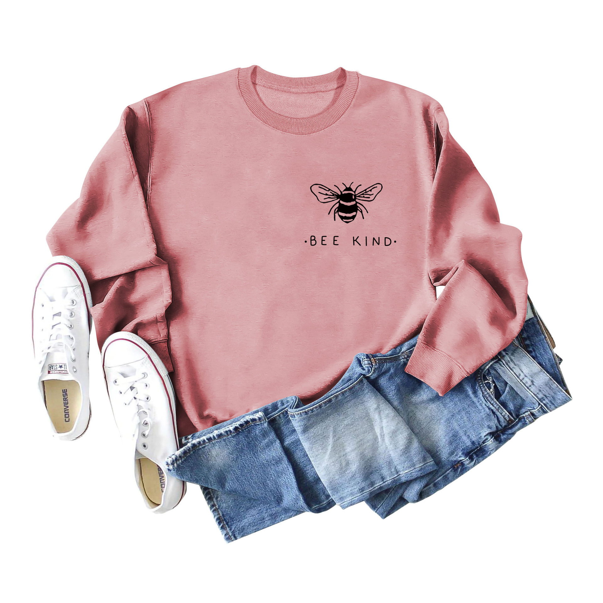 Rose gold sweatshirt (black font) printed on chest