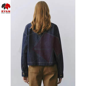 Veste en jean surdimensionnée pour femmes, OEM ODM, veste en jean décontractée en coton, fabricant en gros - Product Image 3