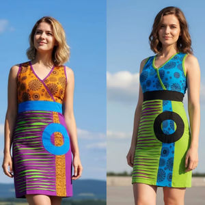 Élégant bohème XL taille rayonne femmes été col en v robe souffle dentelle bouton motif fermeture éclair broderie cristal gland - Product Image 1