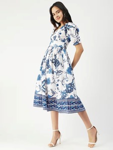 Vestido corto de algodón con bloque de mano indio, vestido de regalo de boda personalizado para novia, ropa de verano, vestido con estampado floral, regalo para ella a la venta - Product Image 2