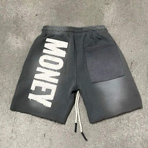 Custom 100% Cotton Vintage Distressed Embroidery Patch <b>Shorts</b> Jogger Streetwear Raw Edge Applique Acid Wash <b>Shorts</b> for <b>Men</b> - Product Image 2