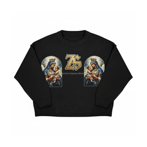 เสื้อสเวตเตอร์ผ้าฝ้ายลาย GSM 370ใส่ได้ทั้งชายและหญิงทรงโอเวอร์ไซส์ดีไซน์ปักโลโก้ได้ตามต้องการ - Product Image 2