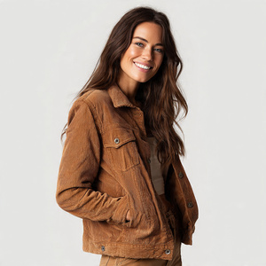 Heavyweight 100% Cotton Corduroy <b>Jacket</b> Women Corduroy Fabric <b>Jacket</b> 100% Cotton <b>Trucker</b> Coat Ladies - Product Image 3