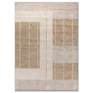 Alfombras de Lana Tesoro Ivory-Hwl-513, Diseño Geométrico Aubusson de Gran Tamaño para el Hogar, Dormitorio, Entrada, Pasillo - Product Image 1