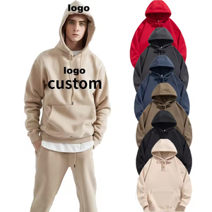 Logo personnalisé 100% coton sweats à capuche en molleton lourd haute qualité impression bouffante motif solide surdimensionné grande taille pour hommes hiver - Product Image 1