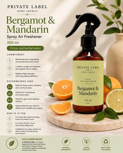 Spray Désodorisant à la Bergamote et à la Mandarine Marque Privée 300ml OEM |   Spray d'ambiance pour la maison |   Espagne UE - Product Image 3