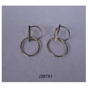 Elegantes Pendientes chapados en plata de doble aro para mujer, diseño de pendiente minimalista moderno, edición limitada - Product Image 2