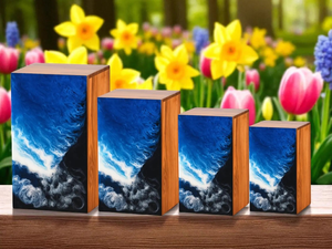 Urna de cremación de madera Ocean Wave, caja conmemorativa de Arte de resina hecha a mano para cenizas, urnas de cremación para cenizas de adultos - Product Image 3