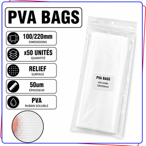 Sacs PVA 100x160mm 100x220mm 50 unités, à dissolution rapide, pour appâts de pêche, matériel de pêche à la carpe, pour la pêche au feeder - Product Image 3