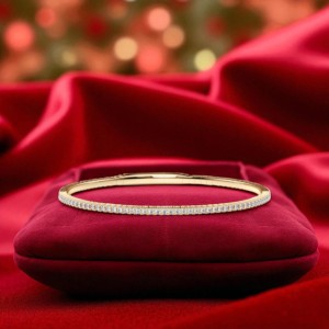 0.78 CT F-G/VS Round Cut Lab Grown Diamond Prong Set Bracelet fin et élégant en or massif pour unisexe - Product Image 3