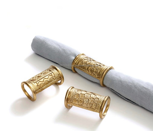 Customized Premium Antique Gold Round Napkin Ring <b>Table</b> Decoration For Hotel Dinning <b>Party</b> Wedding - Product Image 3