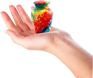 Handmade Mosaic Aluminium and Glass Cremation <b>Urn</b> <b>Large</b> Adult Size Burial Hand Applied Individual Tiles Unique for Funerals - Product Image 1