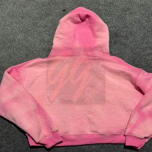 GGsport Hombres 450 GSM Acid Wash Sudadera con capucha de gran tamaño Vintage Boxy Fit con Patchwork & Logo desgastado Acid Wash Sudadera con capucha de gran tamaño - Product Image 3