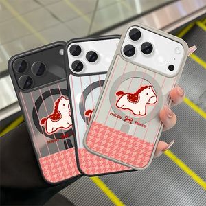 Coque transparente magnétique motif cheval du Nouvel An pour iPhone 17 16 15 14 13 12 Pro Max – Étui de téléphone en PMMA transparent - Product Image 1