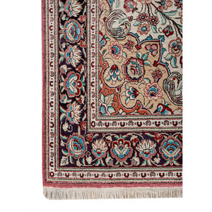 Tapis en soie noués à la main Gulmarg, grand format, motifs médaillon rouge-orange, formes géométriques pour la maison Pae-6443, pour salon et couloir - Product Image 4