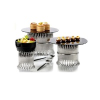Support à gâteau personnalisable éco-responsable The Crafts avec métal argenté et verre, présentoirs de buffet de qualité supérieure