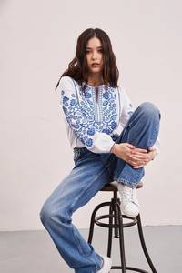 Auténtica blusa de estilo ucraniano Vyshyvanka bordada ropa de mujer Bohemia regalo perfecto lavable con cintura Natural - Product Image 4