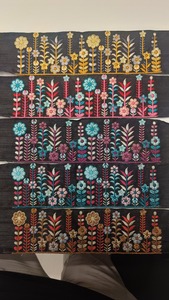 Garniture en dentelle de broderie de paillettes florales de luxe pour la conception de mode d'affaires haut de gamme pour les sacs de haute couture chaussures Textiles - Product Image 6