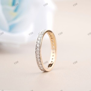 Anillo DE BODA apilable de Moissanite Eternity de corte redondo para mujer, joyería certificada GRA, último diseño de banda de boda para ella - Product Image 6