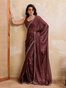 Nouveau dernier sari en soie Rangoli du Gujarat, travail féminin, broderie fantaisie, fil avec travail de paillettes, sari - Product Image 2