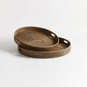 Ensemble de plateau de service en rotin fait main plateau organisateur de maison décoratif léger et durable - Product Image 2