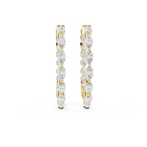 Boucles d'oreilles élégantes en diamant 14K jaune cultivé en laboratoire Marquise et bijoux ronds pour femmes pour les fêtes et les cadeaux - Product Image 1