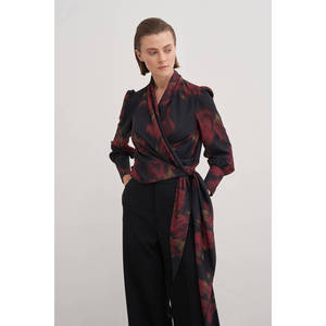 Blusa Floral Vintage Elegante para Mujer, Top de Gasa de Manga Larga para Oficina o Uso Casual - Product Image 2