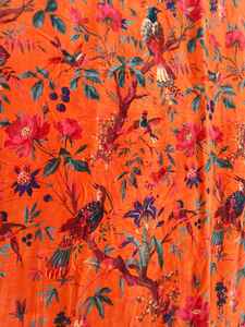 Terciopelo Coral naranja pájaro estampado lujo Boho cortina personalizable estilo Vintage cortinas de algodón para la decoración de la ventana del hogar - Product Image 6