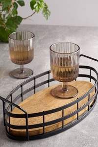 <b>Wooden</b> Tray With Black Metal Handles Perfect For <b>Rustic</b> Farmhouse Style Table Centerpiece And Elegant Food Presentation - Product Image 6