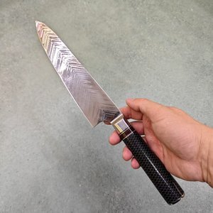 มีดทำครัวดามัสกัสทำจากสเตนเลสเหล็กกล้าคาร์บอนสูงสำหรับตัดเนื้อผลไม้ - Product Image 4