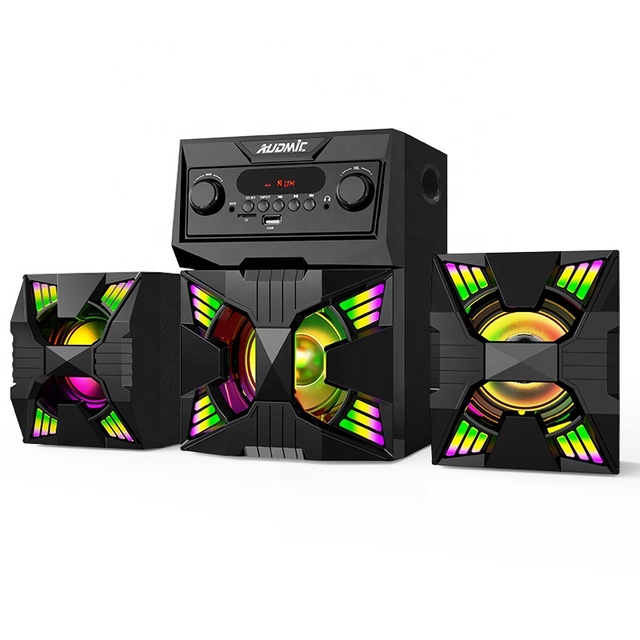 2.1 Home Theater Multimedia Speakers with RGB LED Light 3.5mm Audio Input Best Sound Game Speaker