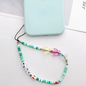 oem Wholesale Acrylic Cell Mobile Phone Pendant Hanger Bag Chain Long Phone Strap Mobil Phone Lanyard Case Chain for Women