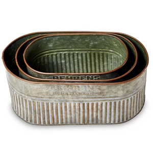 Tanques de anidación de hierro galvanizado gris de forma ovalada decorativa al por mayor de alta calidad (Juego de 3) para decoración de jardín interior y exterior - Product Image 2